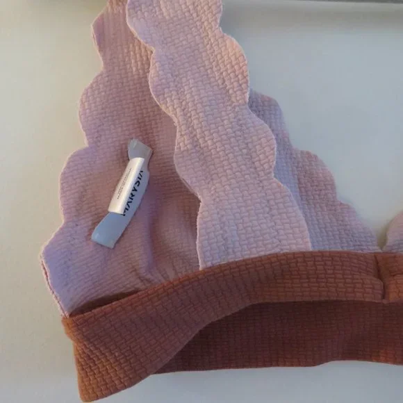 MARYSIA Santa Clara Scalloped Light Pink Textured Triangle Bikini Top - Sz XS - Picture 12 of 16